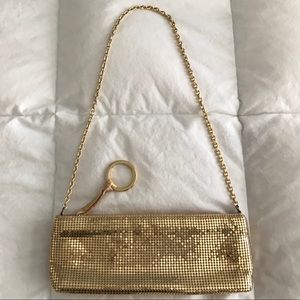 BCBG Gold Mesh Chain Strap Shoulder Clutch Bag